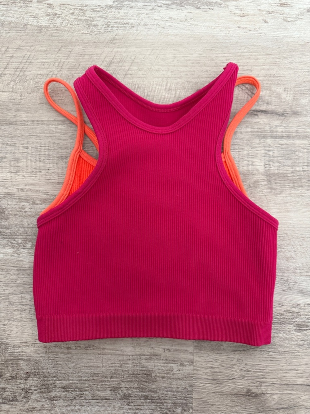 FP Movement Ribbed Cropped Tank Top in Pink & Orange size XS/S